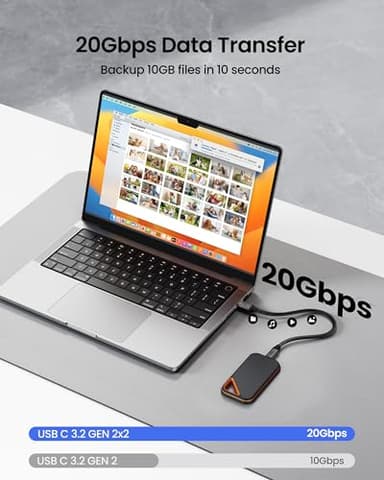 Silkland USB C Monitor Display Cable 10FT [4K@144Hz/60Hz 8K@30Hz], USB C 3.2 Gen 2x2 Video Cable, 20Gbps Data Transfer, 240W PD Fast Charge, Type C Compatible with iPhone 16, MacBook Pro, iPad - Image 4