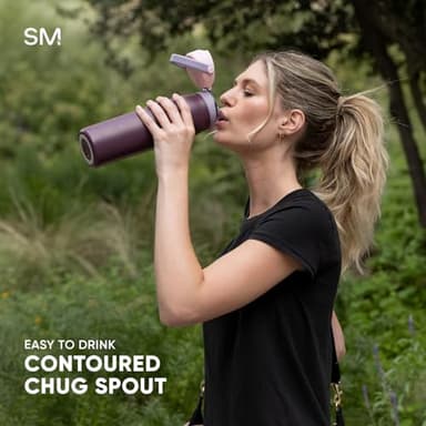 Simple Modern Mesa Sport Water Bottle with Covered Chug Lid | 24oz Cup Holder Friendly Insulated Stainless Steel Bottle for Gym, Sports and Travel | Cherry Wine - Image 9