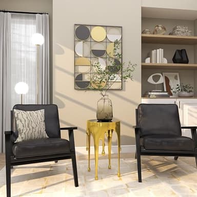 Deco 79 Aluminum Metal Abstract Melting Drip Accent Table with Melting Design and Shaded Glass Top, 16' x 16' x 25', Gold - Image 10