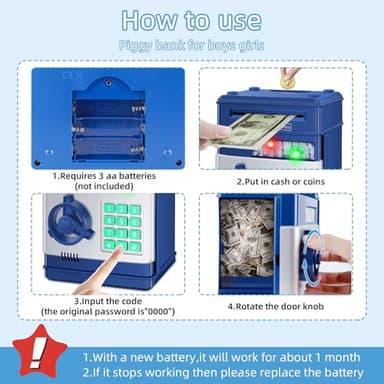 Saidrip Piggy Bank for Kids, Money Bank Toys for Ages 6 7 8 10 11 12 13, Electronic Cash Coin Money Saving Box， Birthday for 8 9 10 Year Old Boys Girls - Image 4