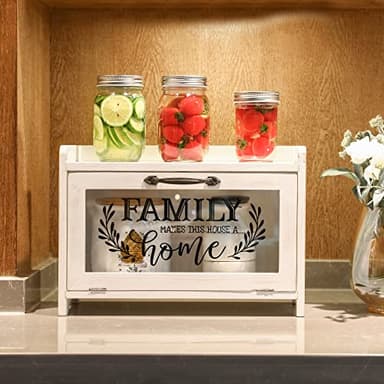 COLLECTIVE HOME - Storage Cabinet, Bread Box, Mini Countertop Cabinet, Wood Organizer for Bedroom Kitchen with Magnetic Door, Storage for Spice Jars, 14.5 x 6.5 x 10 (Single Layer, Home, White) - Image 4