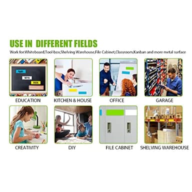 STTMGN Dry Erase Magnetic Name Tags,Magnets for Classroom(1x3,Pack of 100),Write On Labels,Waterproof/Reusable for Office&File Cabinet&Whiteboard&Fridge(White) - Image 7