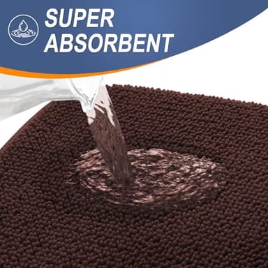 OLANLY Thick Memory Foam Bath Mat Rug 24x16, Extra Soft Absorbent Bathroom Rug, Quick Dry Bath Mats, Non-Slip, Machine Washable Carpet for Bathroom, Tub and Shower, Home Decor Accessories, Brown - Image 3