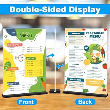 EHWINE 3 Pack Acrylic Sign Holder 8.5 x 11, Double-Sided Stand up Table Top Sign Holders, Clear Acrylic Picture Frame Menu Flyer Paper Holder Display Stand for Office Business Store Wedding Party(Black Base) - Image 4