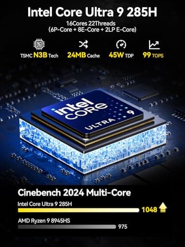 GMKtec EVO-T1 Mini PC AI Ultra 9 285H (up to 5.4GHz) 64GB DDR5 (32GB*2) 2TB PCIe 4.0 SSD Gaming Mini Computer, 3X M.2 Expansion Slots, Oculink, Quad Screen 8K Display - Image 3