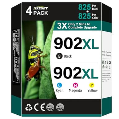 AXESET Compatible for HP 902XL Ink Cartridges Combo Pack Replacement for 902XL Ink Cartridges for HP Printers Work for HP Officejet Pro 6978 6968 6958 Printers（4 Pack） - Image 1