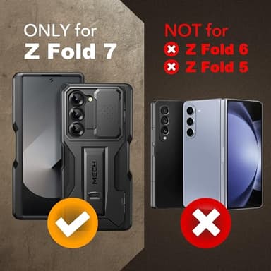 TONGATE for Galaxy Z Fold 7 Case with Privacy Screen Protector, [Built-in Slide Camera Cover & Stand] [Anti Spy] Military Grade Drop Phone Case for Samsung Z Fold 7 with Hinge Protection, TiBlack - Image 9