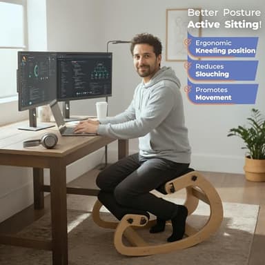 NYPOT Ergonomic Kneeling Chair with Adjustable Seats - Knee Chair for Posture Correction & Kneel Rocking Stool for Desk - Back Pain Relief and Support for Home and Office - Image 4