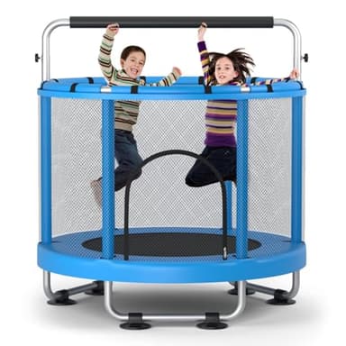 ZCMHAXJ 55" Trampoline for Kids with Enclosure, 440lbs Capacity Indoor & Outdoor Toddler Trampoline with Adjustable Gymnastics Bar & Toys, Gifts for Boys & Girls - Image 7