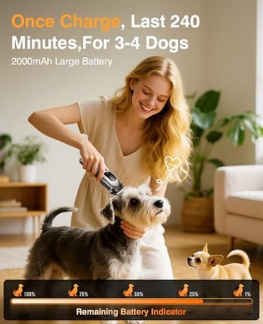 Dog Grooming Kit, Dog Clippers for Grooming for Heavy Thick Hair, Low Noise Cordless Pet Hair Trimmer with Stainless Steel Blade, Professional Rechargeable Hair Trimmer for Dogs and Cats - Image 5