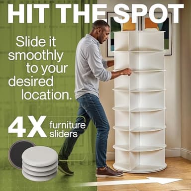 LOFT + IVY 7 Tier Rotating Shoe Rack Tower – 360° Spinning Storage Organizer, Modern Round Shoe Carousel for Closet, Entryway, Bedroom – Space Saving Rotating Lazy Susan Storage Tower - Image 4
