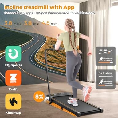 HiFast Walking Pad Treadmill, 3 in 1 Foldable Under Desk Treadmills for Home Office, Small Walking Pad with Incline Handle Bar, 300lbs Capacity 2.5HP Portable Running Machine with APP Remote Control - Image 2