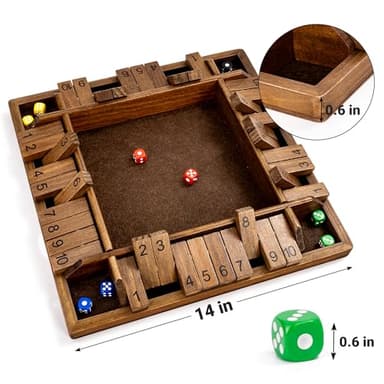ropoda 14 Inches 4-Way Board Game (2-4 Players) for Kids & Adults [Large Wooden Game, 8 Dice + Rules] Smart Addition Learning Game – Vantage Style - Image 5