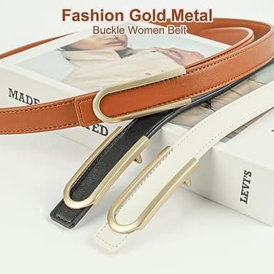 NPET Women Leather Belt for Jeans, Dresses, Fashion with Gold Buckle - Image 4