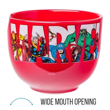 Silver Buffalo Marvel Comics Avengers Retro Featuring Iron Man, Thor, Captain America, Black Widow, Hulk, and Spider-Man Ceramic Ramen Noodle Rice Bowl with Chopsticks, Microwave Safe, 20 Ounces - Image 7