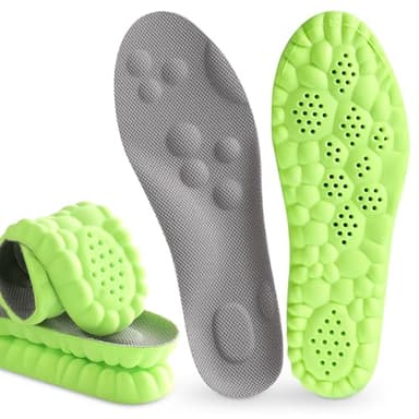 SolaraPickleball Insoles for Men Women, 4D Memory Foam Arch Support Inserts, Shock Absorbing, Anti-Slip Massage Support, Breathable Comfort for Walking & Sports(Green, Men 8-9/Women 9.5-10) - Image 1