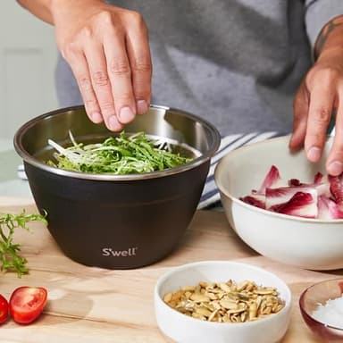S’well Stainless Steel 64oz Salad Bowl Kit in Onyx, Comes with 2oz Condiment Container and Removable Tray for Organized Serving, Leak-Proof and Dishwasher Safe - Image 5