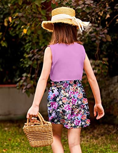 Arshiner Toddler Girls Short Sets Tie Knot Tank Top and Paperbag Waist Shorts Cute Girl Summer Clothing for 2-7 Years - Image 3