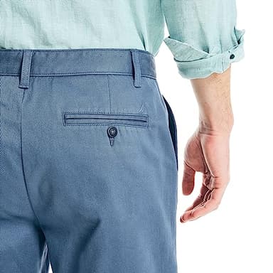 Nautica Men's Classic Fit Flat Front Stretch Solid Chino 8.5" Deck Shorts, Blue Indigo, 44W - Image 3