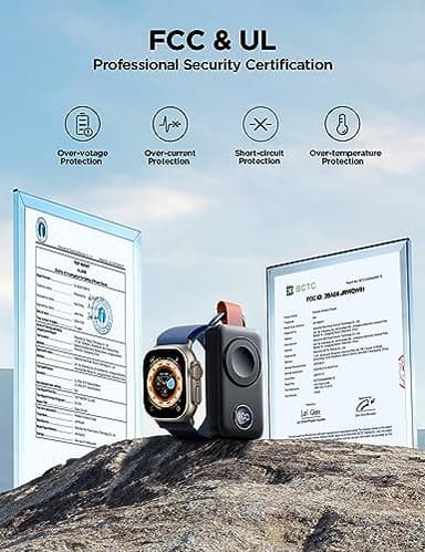 JOYROOM Portable 2000mAh Wireless Charger Compatible for Apple Watch Series 10/9/8/7/6/5/4/3/2/1/SE/UItra 2/Ultra, Compact Magnetic iWatch Charger Keychain Style Travel Essentials (Black) - Image 7