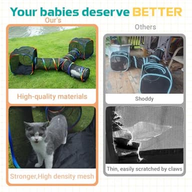 LUCKITTY Outdoor Rainbow Cat Enclosures Playground,Outside House for Indoor Cats Include Portable Tent, 3 Way with 2 Cube Tunnel, for Kitty and Small Animals,Within Storage Bag - Image 5