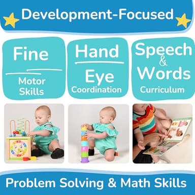 Wooden Kids Baby Activity Cube - Boys Gift Set | One 1, 2 Year Old Boy Gifts Toys | Developmental Toddler Educational Learning Boy Toys 12-18 Months | Bead Maze, First Birthday Gift - Image 6