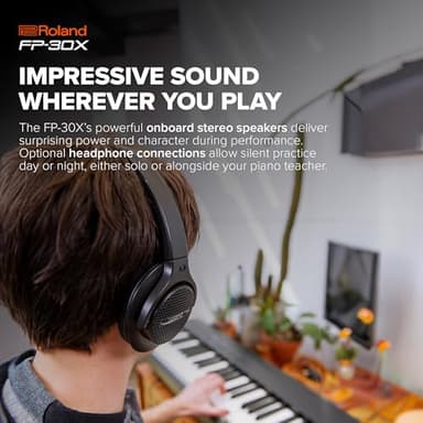 Roland FP-30X | Slim & Stylish 88-Note Digital Piano | Rich Tone & Authentic Ivory-Feel | Built-In Powerful Amplifier & Stereo Speakers | Onboard Sounds | Black - Image 4