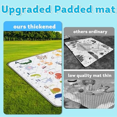 Baby Play Mat，Thick Soft 50" X 50" Playpen mat, Non-Slip and Machine Washable Baby Play Mats for Floor，Crawling Mat for Babies, Toddlers & Infants to Play and Learn (Animal Alphabet-A) - Image 6