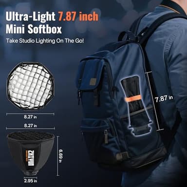 ZHIYUN Mini Octagonal Softbox ZY Mount [Official] Quick Folding Quick Set Up with Diffusers/Honeycomb Grid Compatible with X100 X60 Serise CX100 G60 CX50 Soft Light Video Recording Portraits Shooting - Image 5