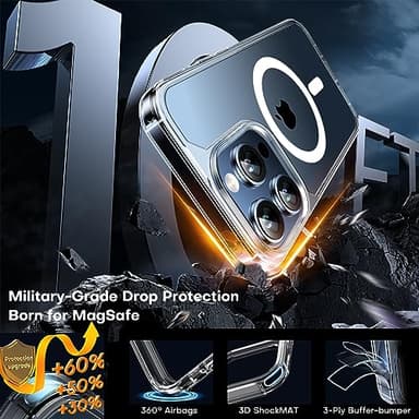 TAURI for iPhone 15 Pro Case, Compatible with MagSafe with Screen Protector, Anti-Yellowing Military-Grade Protection Shockproof Slim Magnetic Case for 15 Pro, Clear - Image 4