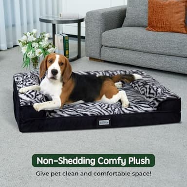 BALANCE Orthopedic Dog Bed for Large Dogs, Comfortable Dog Sofa Beds with Removable Washable Cover & Waterproof Lining, Egg Crate Foam Dogs Couch for Pet Sleeping, Black - Image 6