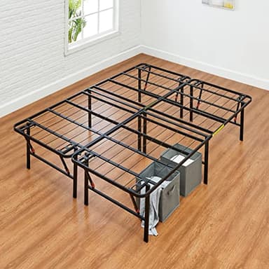 Amazon Basics Bed Frame with Storage, Foldable Metal Platform, Sturdy Steel, No Box Spring Needed, 18 Inches High, Tool-Free Setup, Queen Size, Black - Image 2