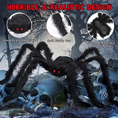 3pcs 212'' Halloween Spider Web 49" Halloween Decorations Stretch Cobweb Fake Spider for Indoor/Outdoor Yard Decorations Home party favors Costumes House Décor - Image 2