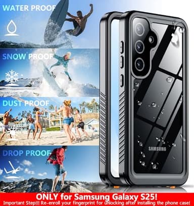 SPIDERCASE Only Designed for Samsung Galaxy S25 Case Waterproof,Built-in [ Screen + Camera Lens Protector][IP68 Underwater] Full Protection Heavy Duty Shockproof Anti-Scratched Phone Case,Black - Image 8