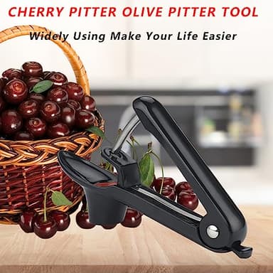 Cherry Pitter Tool, Heavy-Duty Stainless Steel Pitting Tool, Portable Cherries Corer Stoner Seed Tool with Lock Design, Fruit Pit Remover for Cherry Jam(Black) - Image 6