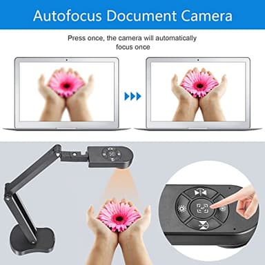 Kitchbai 4K USB Document Camera for Teacher, 8MP Webcam & Visualiser for A3 Size with Dual Microphones, 3-Level LED Light, Image Invert, Foldable for Live Demo, Work with Windows, macOS and Chrome OS - Image 5