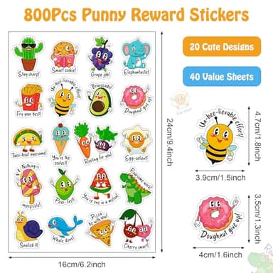 800PCS Punny Teacher Sticker for Student, D-FantiX Motivational Reward Stickers for Kids Classroom, Must Have Essentials for Teachers Elementary, Positive Encouragement Stickers Home School Supplies - Image 4
