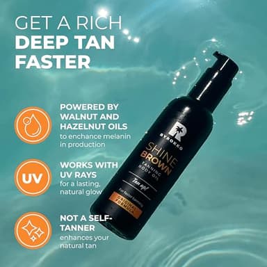 BYROKKO Shine Brown Tanning Oil 5.07 Fl Oz, XXL Tan Accelerator for Outdoor Sun or Indoor Tanning Bed Lotion, Fast Bronzer with Premium Natural Ingredients for Deep, Long-Lasting Glow - Image 5