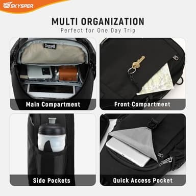 SKYSPER Sling Bag RFID Cross Body Bag Recycled Crossbody Backpack Travel Daypack(Black) - Image 4