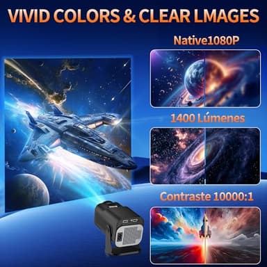 【Built-in Apps】Projector 1080P Full HD, 4K Projector with 270° Rotation,Portable Projector WiFi 6 & Bluetooth 5.2 Support,Featuring Auto Keystone Correction,HDMI/USB Connectivity Projector Black - Image 7