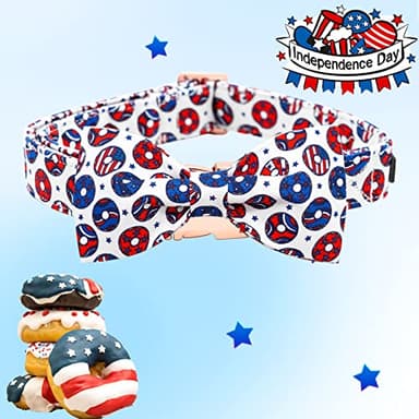 Bobo Rainbow Independence Day Dog Collar, American Flag Bowtie Dog Collar Pet Collar Bow Tie Collar for Dogs Soft Durable Adjustable Dog Collars for Medium Dogs - Image 3