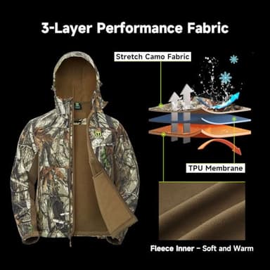 TIDEWE Hunting Clothes for Men with Fleece Lining, Water-Resistant Silent Hunting Suit for Climbing Hiking Trekking Camping (Next Camo G2 Size M) - Image 3