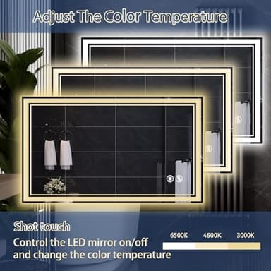 48“ x 28” LED Bathroom Mirror with Lights Anti-Fog Dimmable 3 Colors LED Mirror for Bathroom Memory Function Smart Mirror Wall Mounted Horizontal/Vertical - Image 5