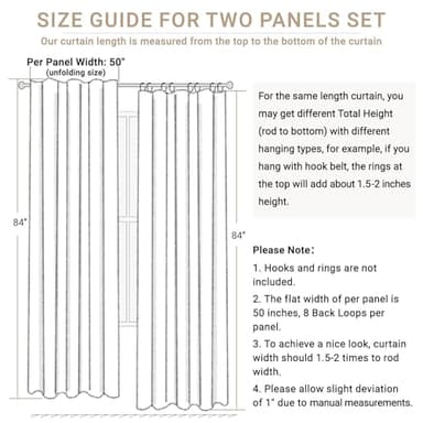 100% Blackout Shield Linen Blackout Curtains for Bedroom 84 Inches Long, Back Tab/Rod Pocket Living Room Drapes, Thermal Insulated Blackout Curtains 2 Panels Set, 50" W x 84" L, Cream - Image 7