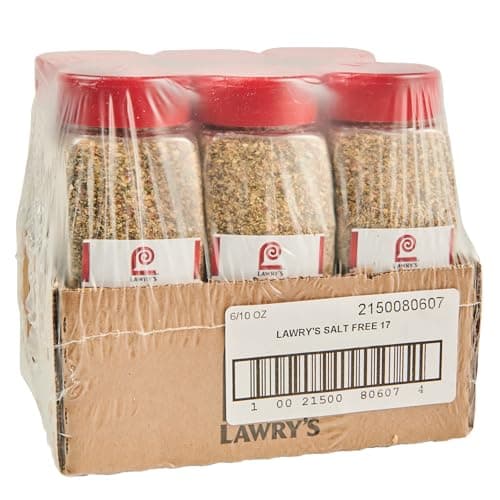 Lawry's Salt Free 17 Seasoning, 10 oz (Pack of 6) - Six 10 Ounce Containers of 17 Seasoning Spice Blend Including Toasted Sesame Seeds, Turmeric, Basil and Red Bell Pepper for Seafood Poultry and Beef - Image 1