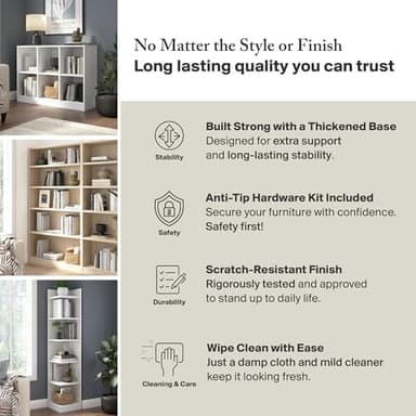 Bush Furniture Universal Tall 5 Shelf Bookcase in Black, Vertical Storage and Display Bookshelf for Home Office or Living Room Organization - Image 5