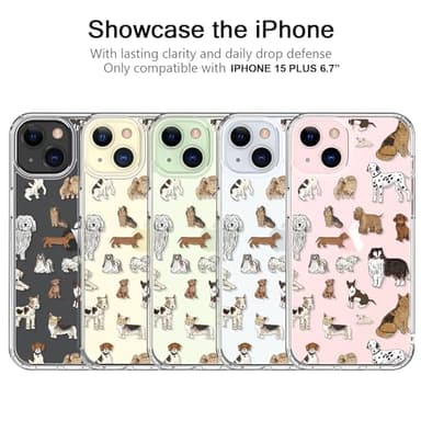 bicol Compatible with iPhone 15 Plus Case, Crystal Acrylic Clear with Fashionable Pattern Designs for Girls Women, Slim Fit Shockproof Protective Phone Cover 6.7 inch,Tropical Leaves - Image 5