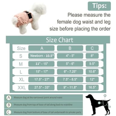 Grecle Washable Female Dog Diapers - Premium Reusable Diapers for Doggie in Heat - Highly Absorbent Dog Diapers Female for Pet Incontinence with Adjustable Snaps Pink, L - Image 3