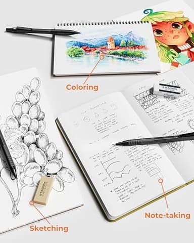 30PCS Black Metal Mechanical Pencil Set in Leather Case, 0.5/0.7/0.9/2.0mm Art Drafting Pencils with 16 Tubes Graphite Leads (6B 4B 2B HB 2H 4H) & Colored Refills for Sketching, Drawing, Writing - Image 8