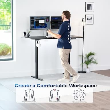 VIVO Electric 63 x 32 in Standing Desk, Memory Height Adjustment, 1B Series, Black Top Black Frame, DESK-KIT-1B1B - Image 4